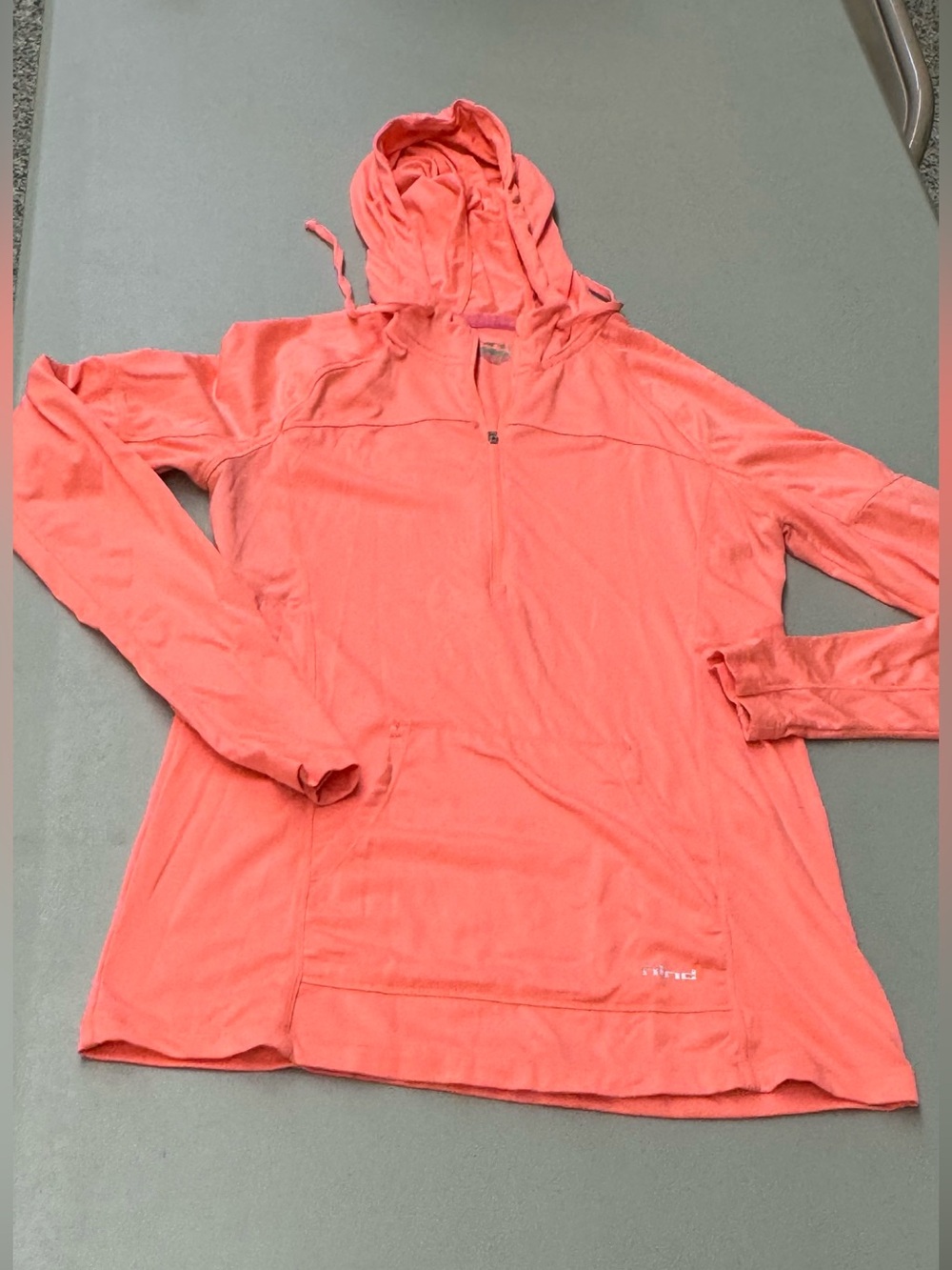 Hind Coral Hooded Half-Zip Pullover Athletic Exercise Top Shirt Athleisure